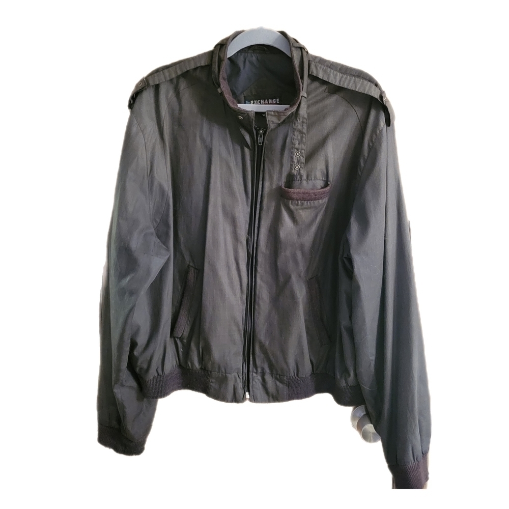 Vintage Men's Exchange Unlimited Grey Lightweight Zip-Up Jacket